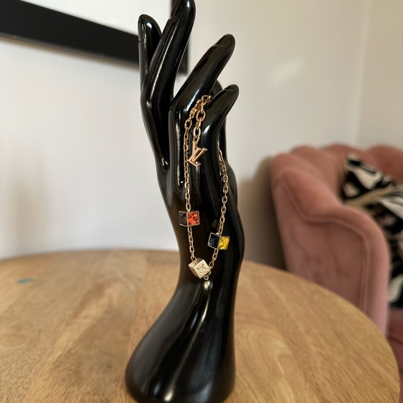 Louis Vuitton Jewelry - Louis Vuitton Gold-Tone Gamble Chain Bracelet with Multicolored Crystals